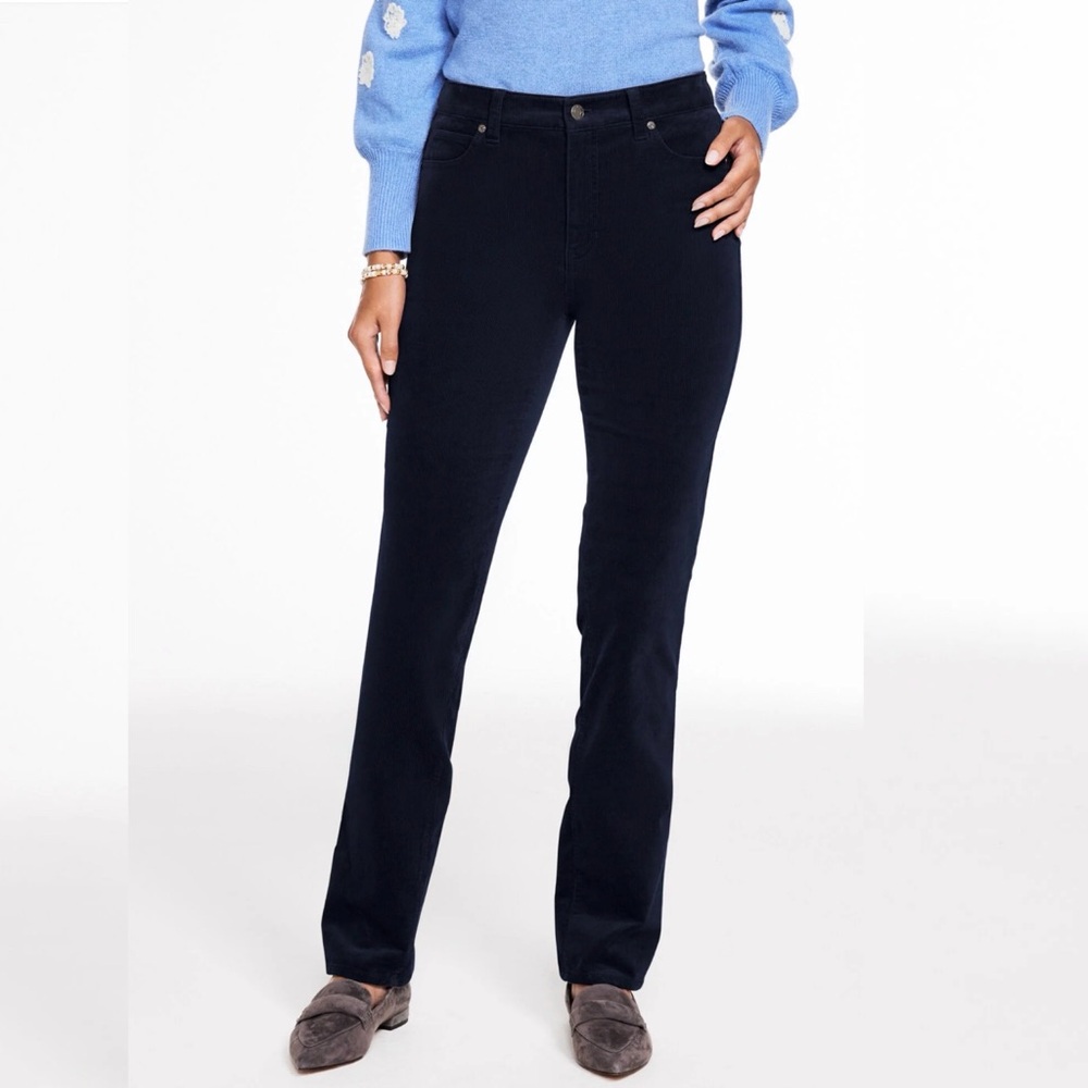 NWT New Talbots Women’s Corduroy Straight Leg Pants in Navy Blue (14)